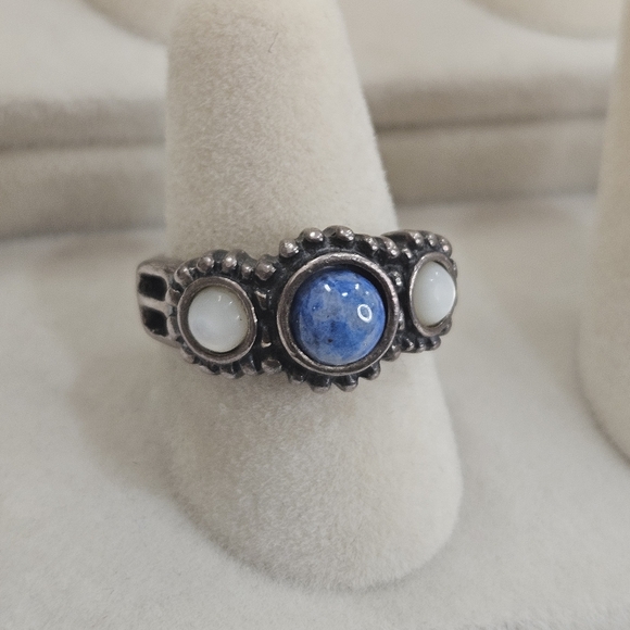 Dakota West Shube Beautiful Sterling Blue Denim Lapis Moonstone Ring Size 6.75 - Picture 7 of 10